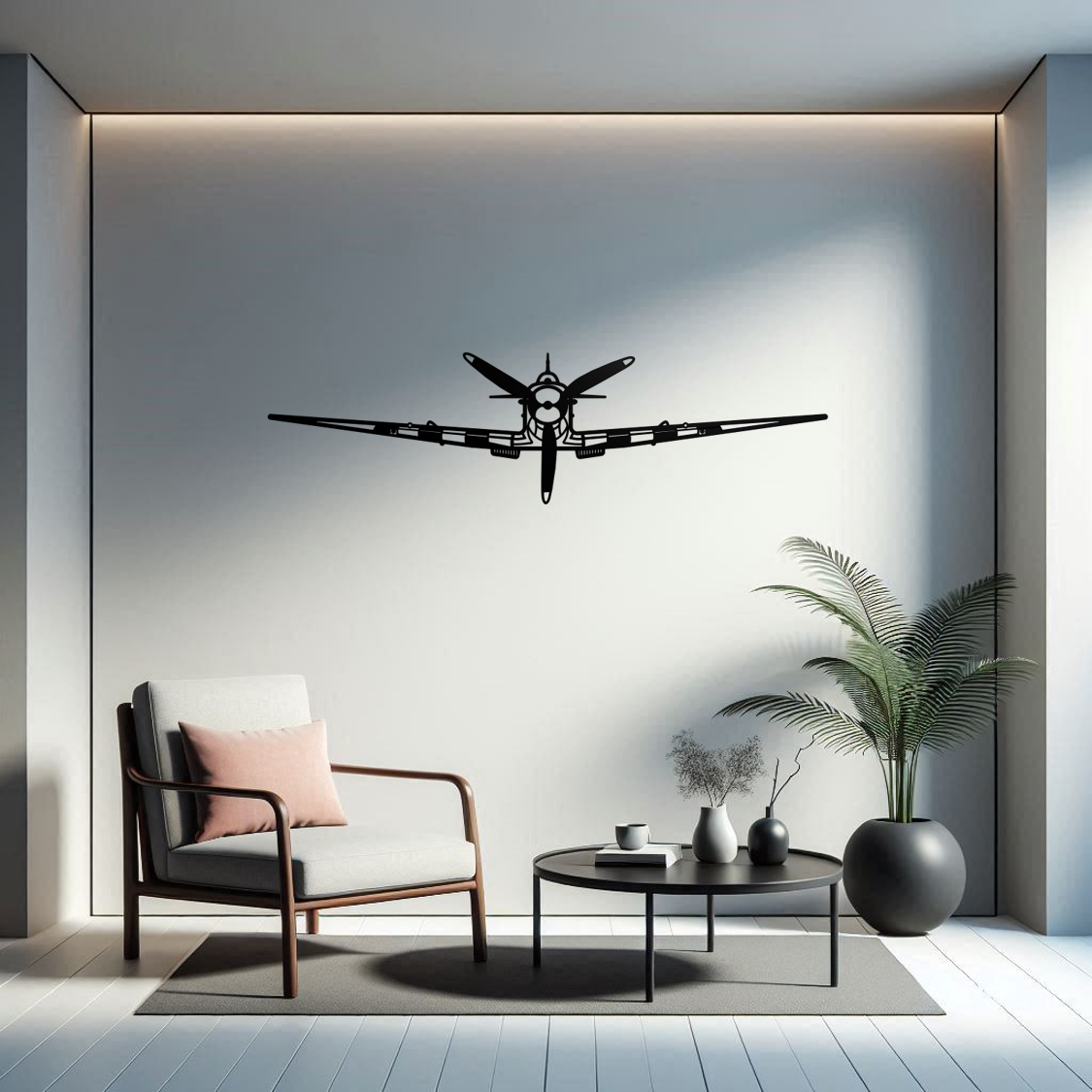 Spitfire Aeroplane Silhouette Metal Wall Art
