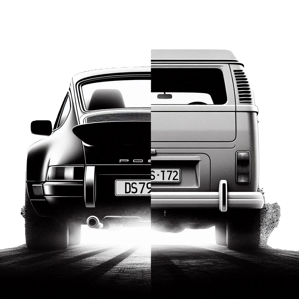 Porsche 911 930 And Volkswagen Transporter T2. Air-Cooled Generation Era