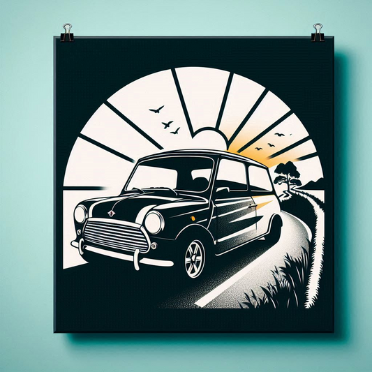 Car Silhouette Nostalgia Metal Wall Art Summer 2024 Classic Mini