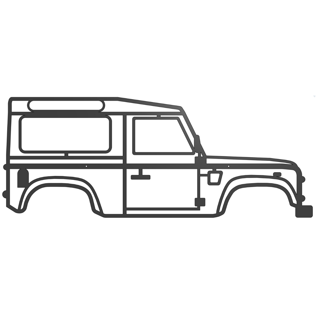 Steel Canvas Co. Matte Black Land Rover Defender Silhouette Metal Wall Art.