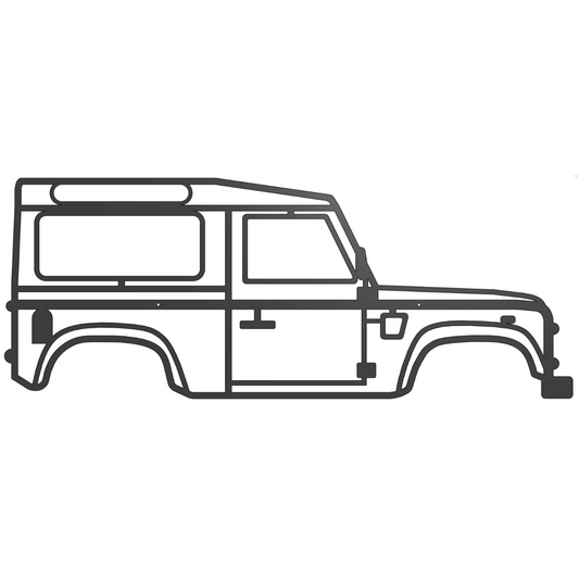 Steel Canvas Co. Matte Black Land Rover Defender Silhouette Metal Wall Art.