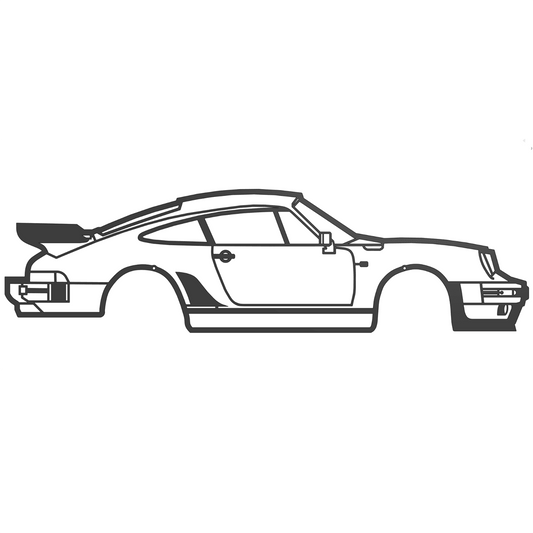 Porsche 911 930 Matte Black Metal Wall Art