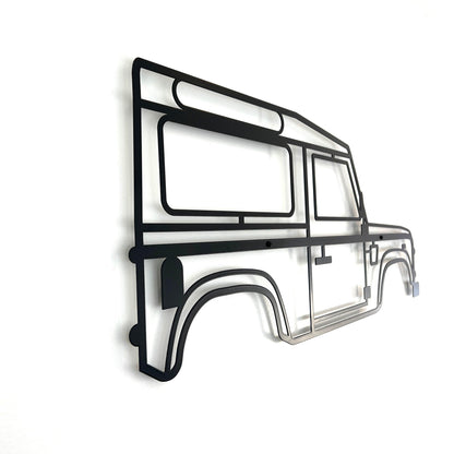 Steel Canvas Co - Matte Black Land Rover Defender 90 Wall Art Side View