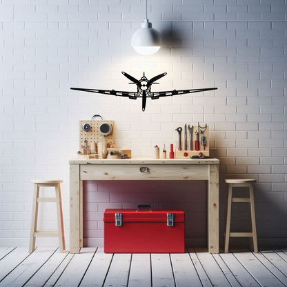 Spitfire Aeroplane Silhouette Metal Wall Art
