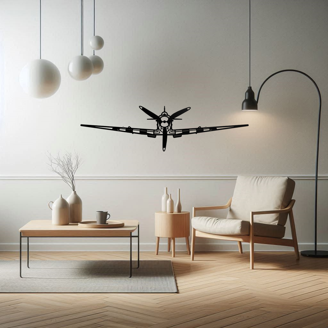 Spitfire Aeroplane Silhouette Metal Wall Art