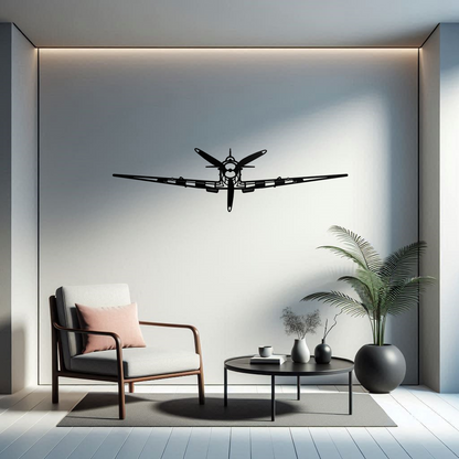 Spitfire Aeroplane Silhouette Metal Wall Art
