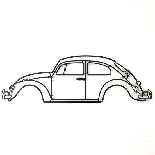 Classic Volkwagen Beetle Silhouette Metal Wall Art