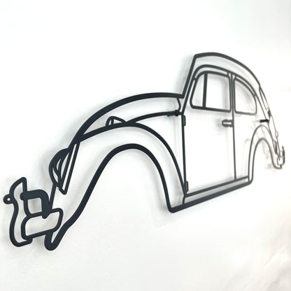 Classic Volkwagen Beetle Silhouette Metal Wall Art
