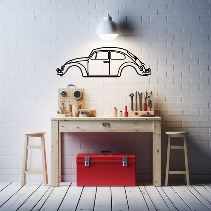 Classic Volkwagen Beetle Silhouette Metal Wall Art