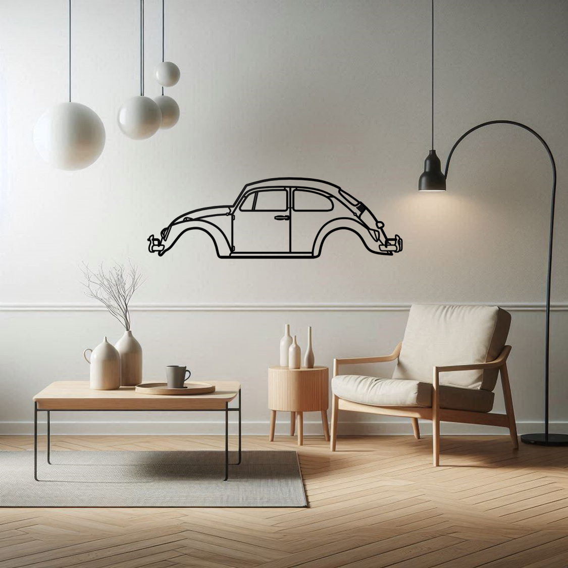Classic Volkwagen Beetle Silhouette Metal Wall Art