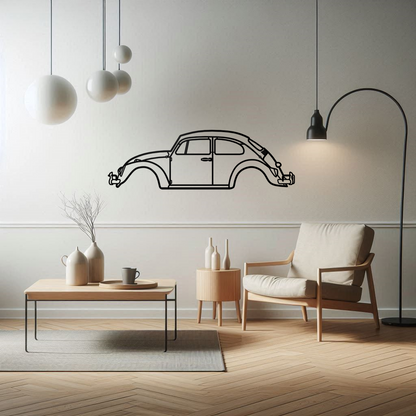 Classic Volkwagen Beetle Silhouette Metal Wall Art