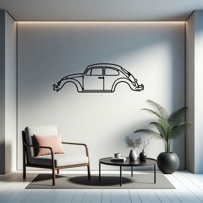 Classic Volkwagen Beetle Silhouette Metal Wall Art