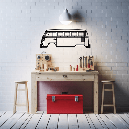 Volkswagen Transporter T2 Metal Wall Art Garage Room Scene